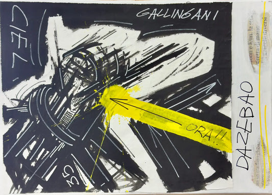 Alberto Gallingani AGN S 18 2018 acrilico su tela pittura astratta bianco nero giallo ORA