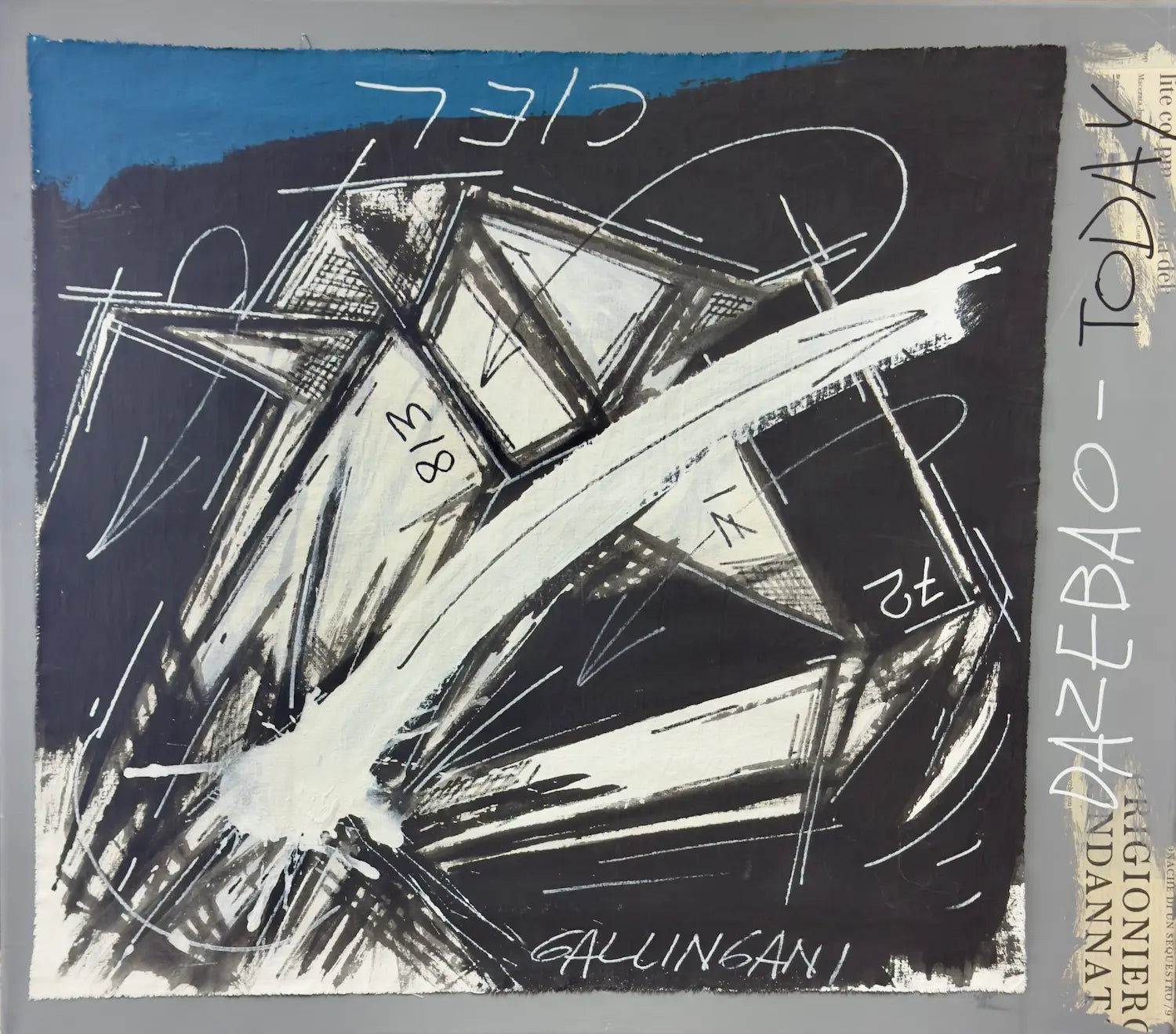 Alberto Gallingani AGN S 17 2017 acrilico su tela pittura astratta bianco nero geometrico